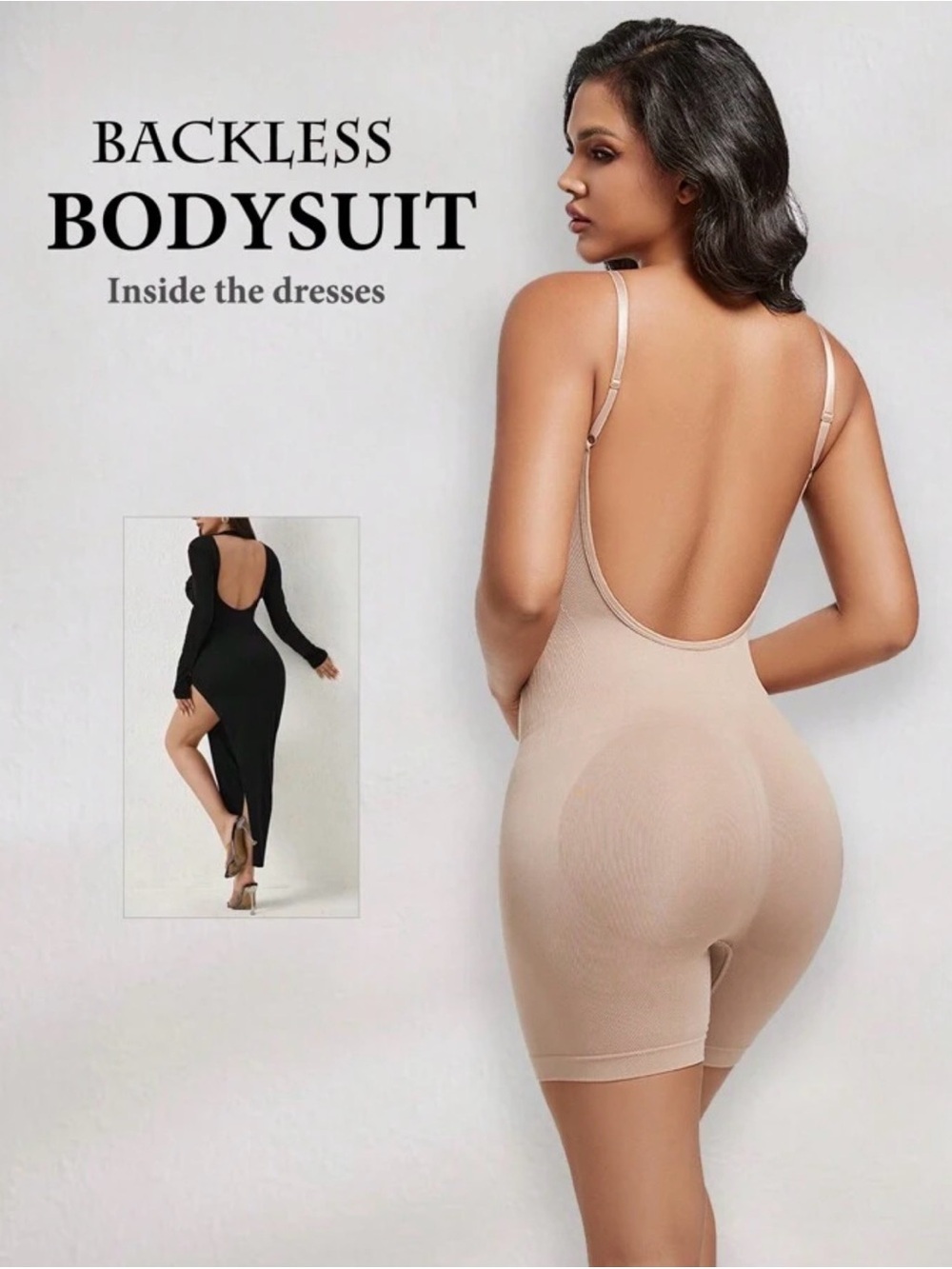 Backless Shaping Bodysuit for Women - Nude New Large
